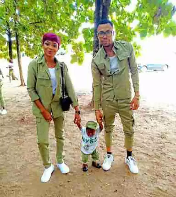 Cute NYSC Couple With Their Little Son In NYSC Outfit (Photo)